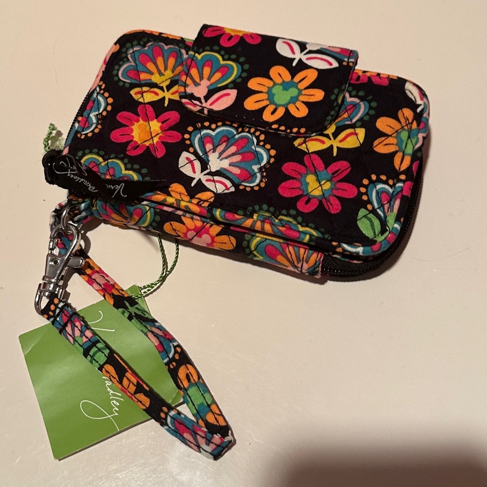 Vera Bradley Black Floral Wristlet